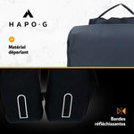 Sacoche arrière double Hapo.G 2 x 13,5 L fixation porte-bagages – Bleu