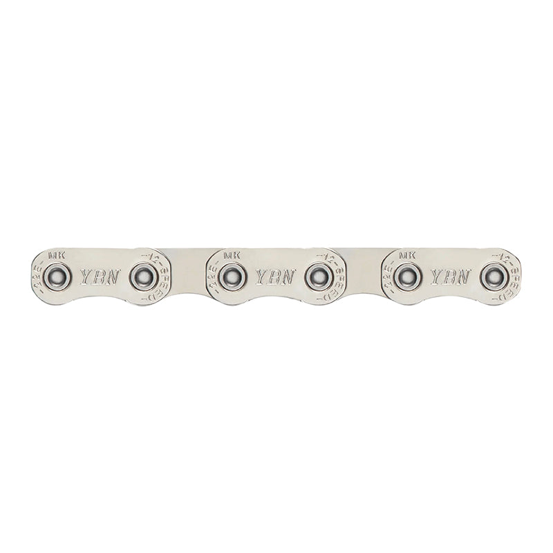 Chaîne VTT-VAE 12 vitesses YBN Flattop argent renforcée 136 maillons