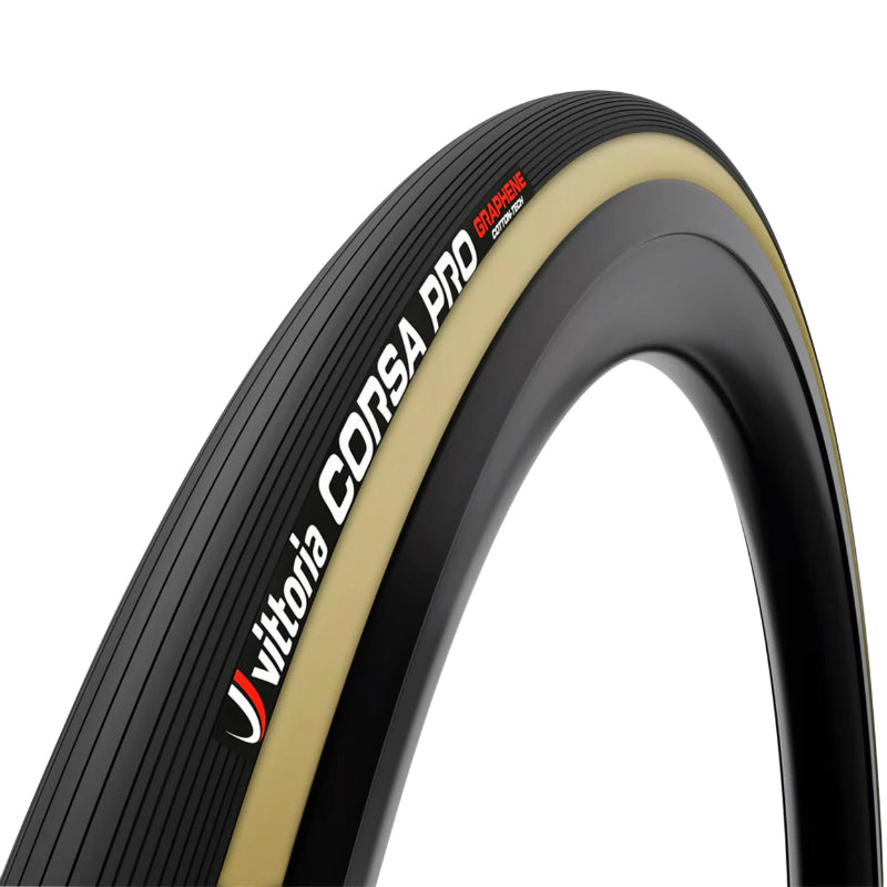 Boyau route 700 x 28 Vittoria Corsa PRO Graphene Silica noir flanc miel – 340 g