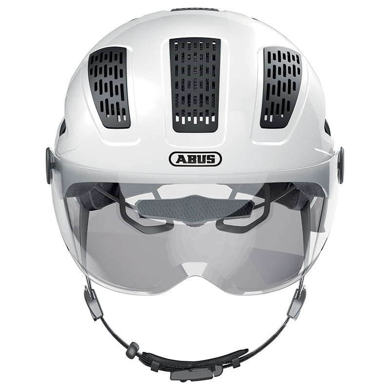 Casque urbain Abus Hyban 2.0 Ace éclairage intégré – Blanc polaire M (52-58)