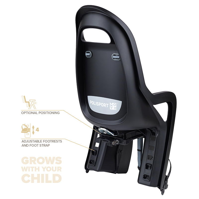 Siège enfant arrière Polisport Groovy sur porte-bagages fixation AVS+ noir 9-22 kg – vue 2