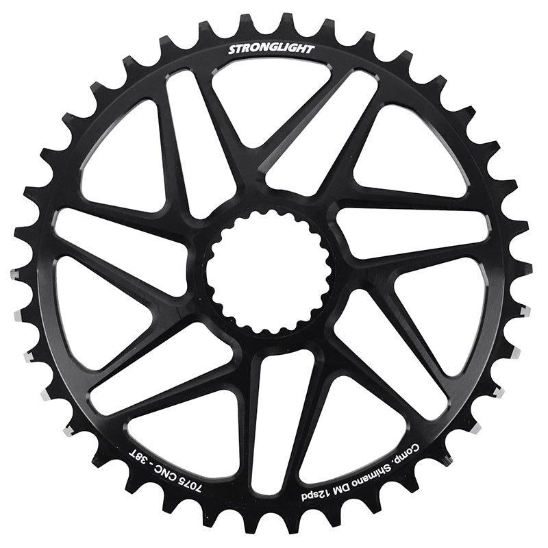 Plateau VTT Stronglight Direct Mount pour Shimano Deore-SLX-XT mono noir 12 v déport 3 mm – 38 dents