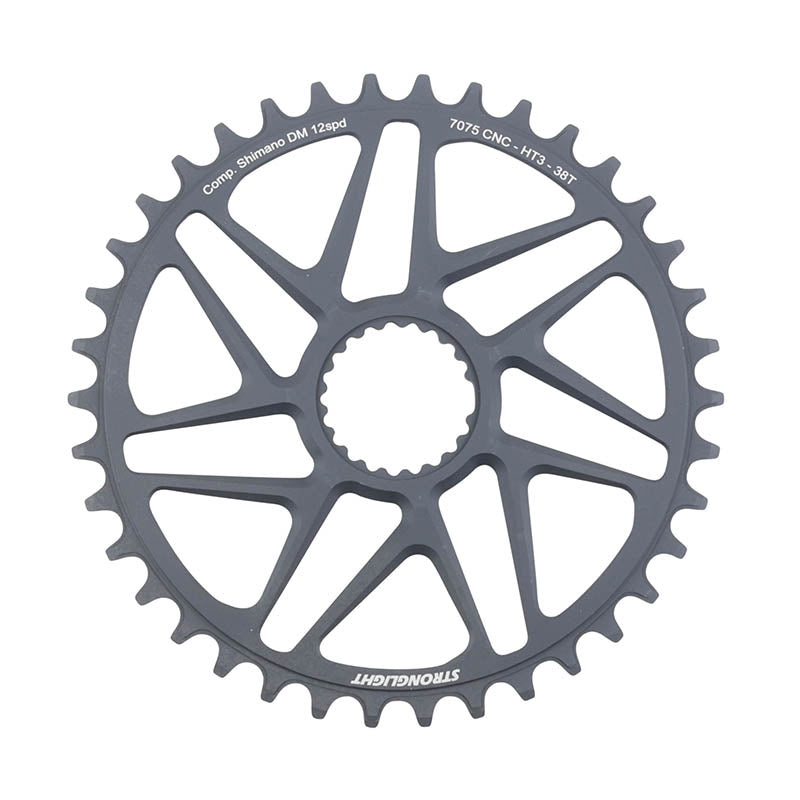 Plateau VTT Stronglight Direct Mount Boost pour Shimano XTR M9100 mono gris HT3 12 v – 38 dents