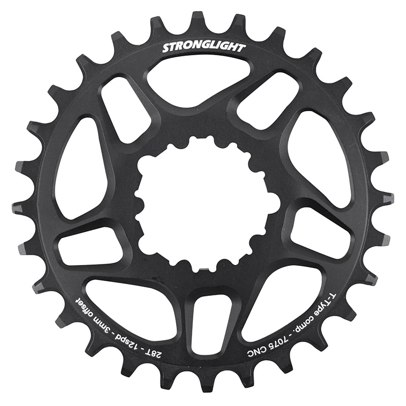 Plateau VTT Stronglight Direct Mount pour SRAM SX-NX-GX mono noir 12 v déport 3 mm – 28 dents