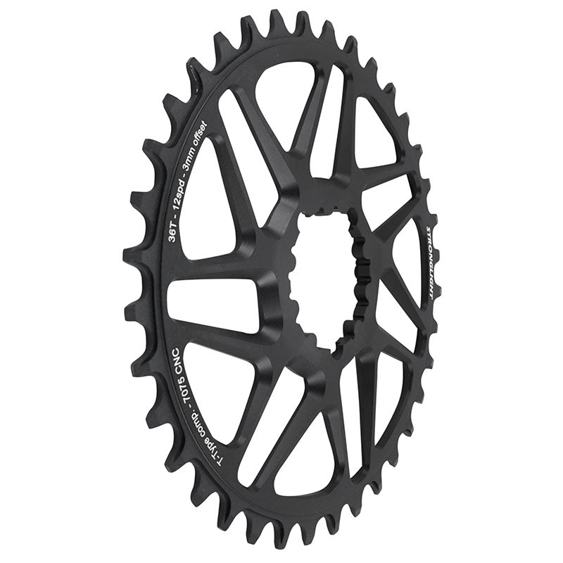 Plateau VTT Stronglight Direct Mount pour SRAM SX-NX-GX mono noir 12 v déport 3 mm – 36 dents