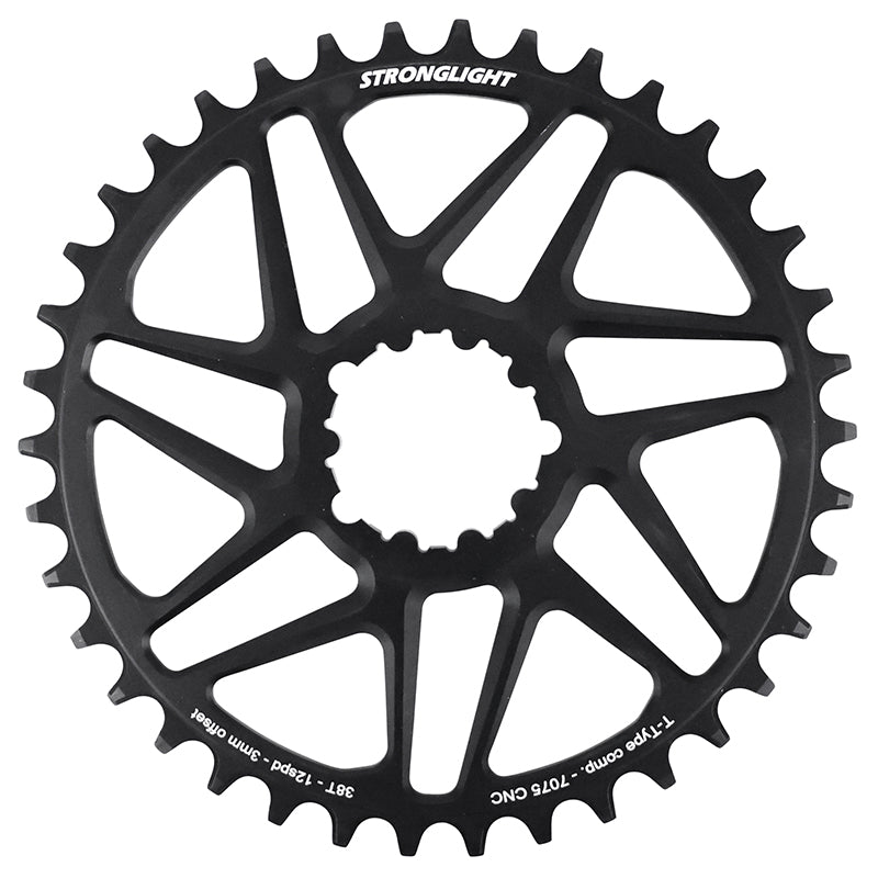 Plateau VTT Stronglight Direct Mount pour SRAM SX-NX-GX mono noir 12 v déport 3 mm – 38 dents