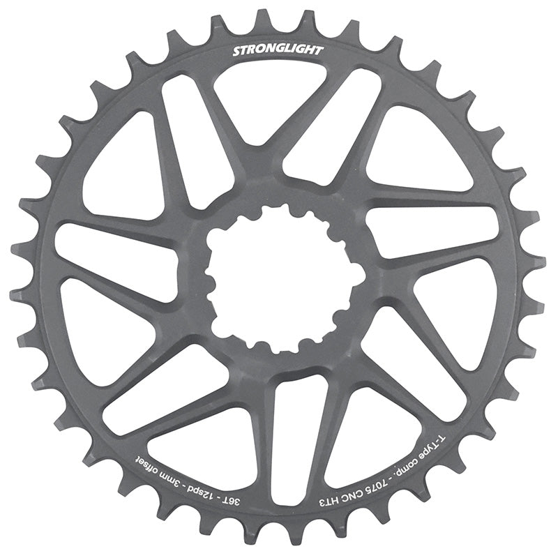 Plateau VTT Stronglight Direct Mount pour SRAM X01-XX1 mono noir 12 v déport 3 mm – 36 dents
