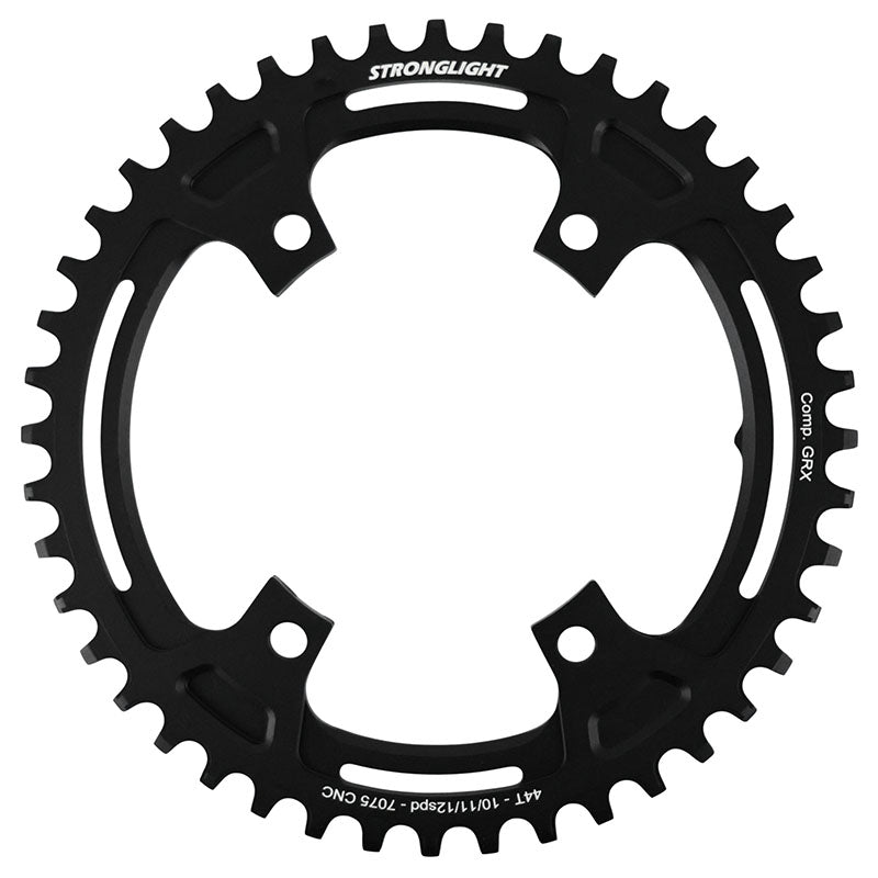 Plateau gravel Stronglight 4 branches 110 mm pour Shimano GRX mono noir 12-11-10 v déport 3 mm – 44 dents