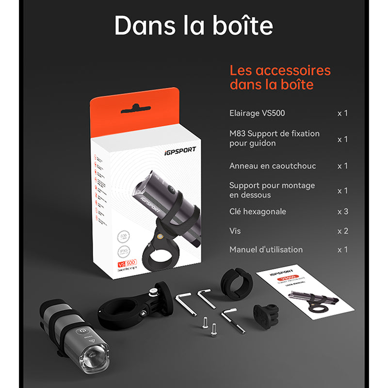Éclairage avant intelligent iGPSport VS500 – vue 20