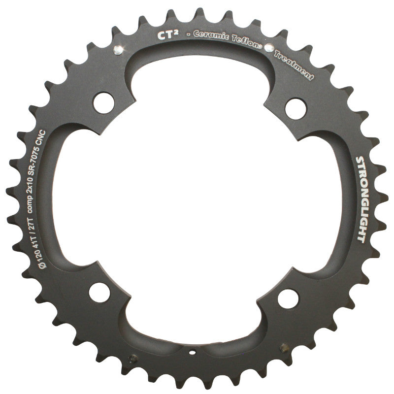 Plateau VTT Stronglight 4 branches 120 mm pour SRAM X0-XX extérieur double noir CT2 10 v ép. 5 mm fileté – 41 27