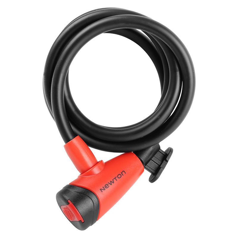 Antivol spirale à clé Newton Ø 10 mm 1,50 m noir-rouge – niveau 4