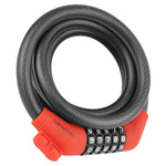 Antivol spirale à code Newton Ø 12 mm 1,50 m noir-rouge – niveau 3