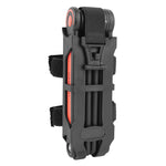 Antivol pliant à clé Newton 5 mm 85 cm noir-rouge avec support