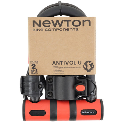 Antivol U Newton Ø 13 mm avec câble noir-rouge – niveau 6