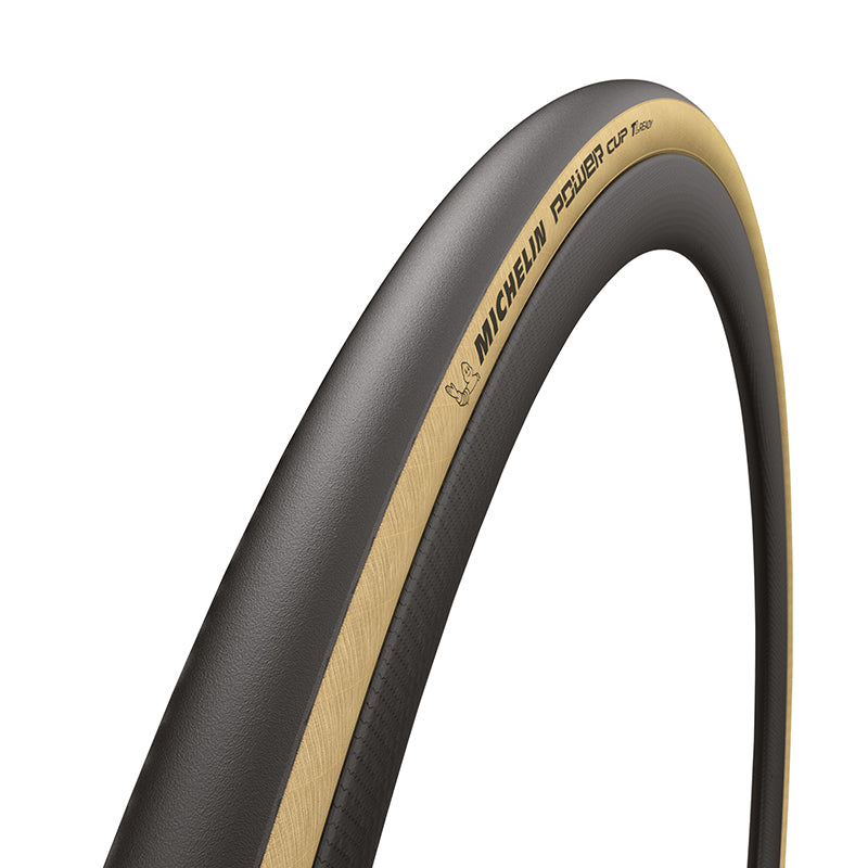 Pneu route Michelin Power Cup Classic noir-beige tringle souple tubeless ready – 700 x 30 (30-622)
