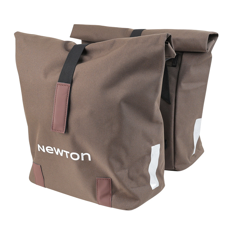 Sacoche arrière double Newton 22 L fixation sangles – Marron