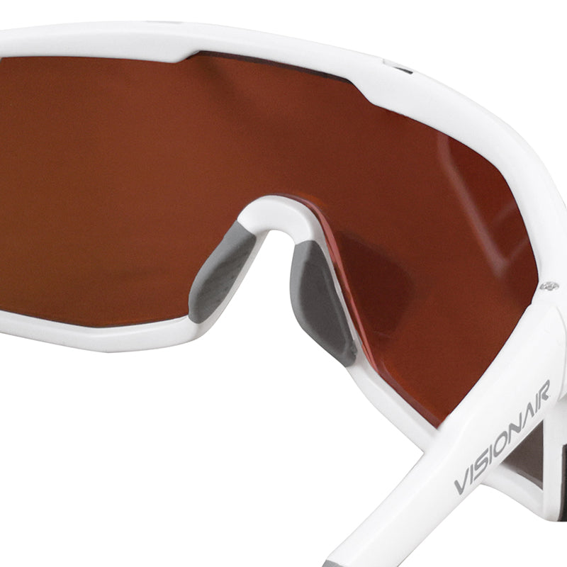 Lunettes vélo Visionair anti-buée monture blanche verres Revo rouge – vue 5
