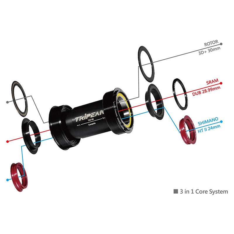 Cuvettes de boîtier Tripeak Twistfit 3en1 boîte 63 mm Ø 65 mm axe 24-29-30 mm – vue 2