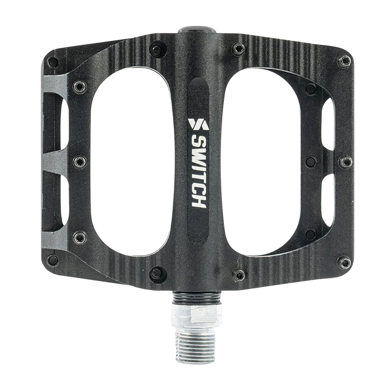 Pédales plateforme VTT Switch Large Freeride alu CNC 110 x 100 mm à picots (paire) – Noir