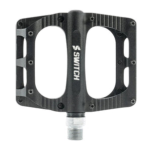 Pédales plateforme VTT Switch Large Freeride alu CNC 110 x 100 mm à picots (paire) – Noir