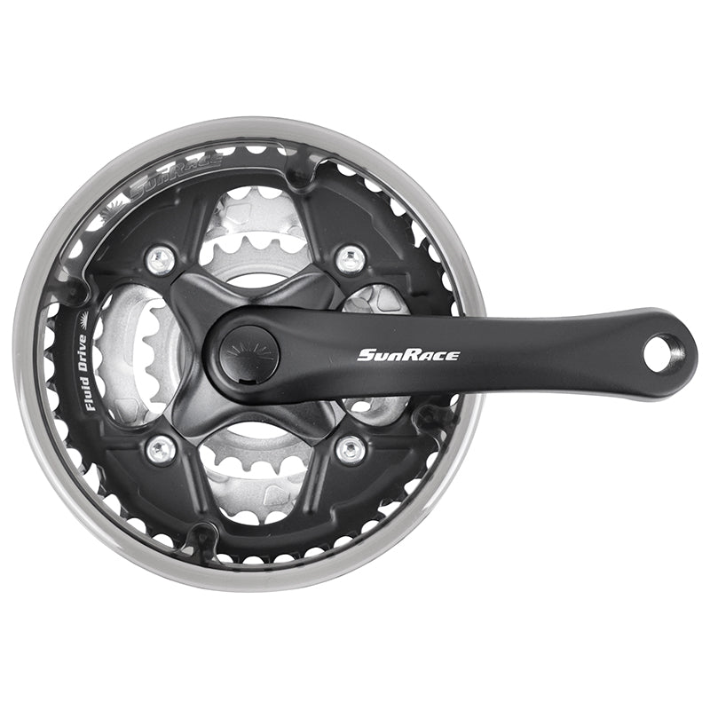 Pédalier VTT Sunrace FCM51 7-8 vitesses acier noir 152 mm 42-34-24 avec pare-chaîne