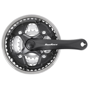 Pédalier VTT Sunrace FCM51 7-8 vitesses acier noir 152 mm 42-34-24 avec pare-chaîne