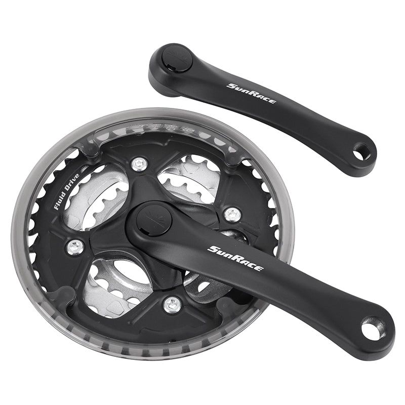 Pédalier VTT Sunrace FCM51 7-8 vitesses acier noir 152 mm 42-34-24 avec pare-chaîne – vue 3
