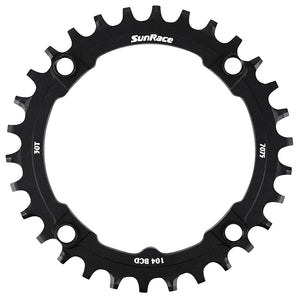 Plateau VTT Sunrace 104 mm mono narrow wide alu noir – 30