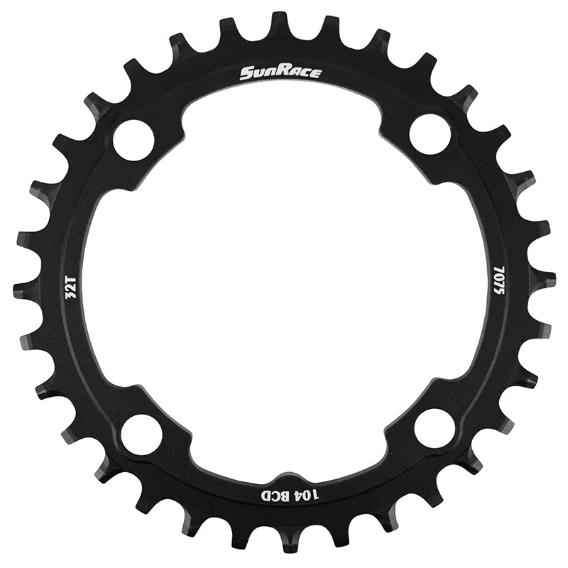 Plateau VTT Sunrace 104 mm mono narrow wide alu noir – 32