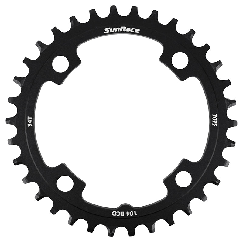 Plateau VTT Sunrace 104 mm mono narrow wide alu noir – 34