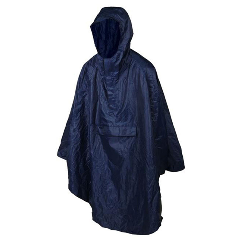 Poncho de pluie adulte P2R imperméable avec capuche – Bleu marine S-M