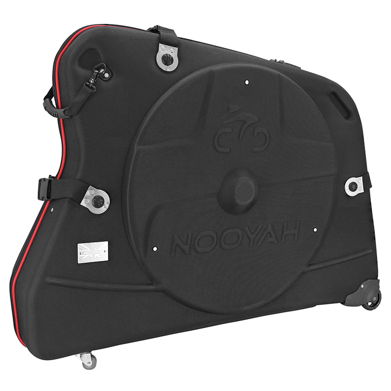 Valise de transport vélo rigide thermoformée noire avec roulettes
