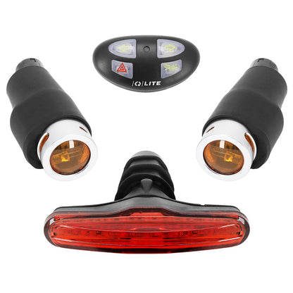 Kit éclairage USB Qlite avec clignotants 80 lumens et commande au cintre