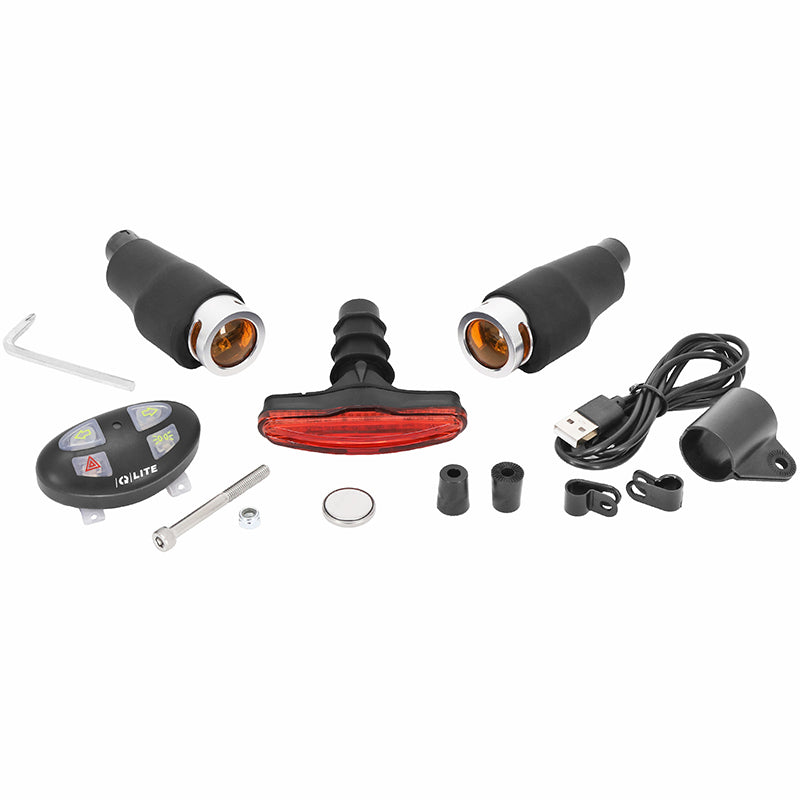 Kit éclairage USB Qlite avec clignotants 80 lumens et commande au cintre – vue 2