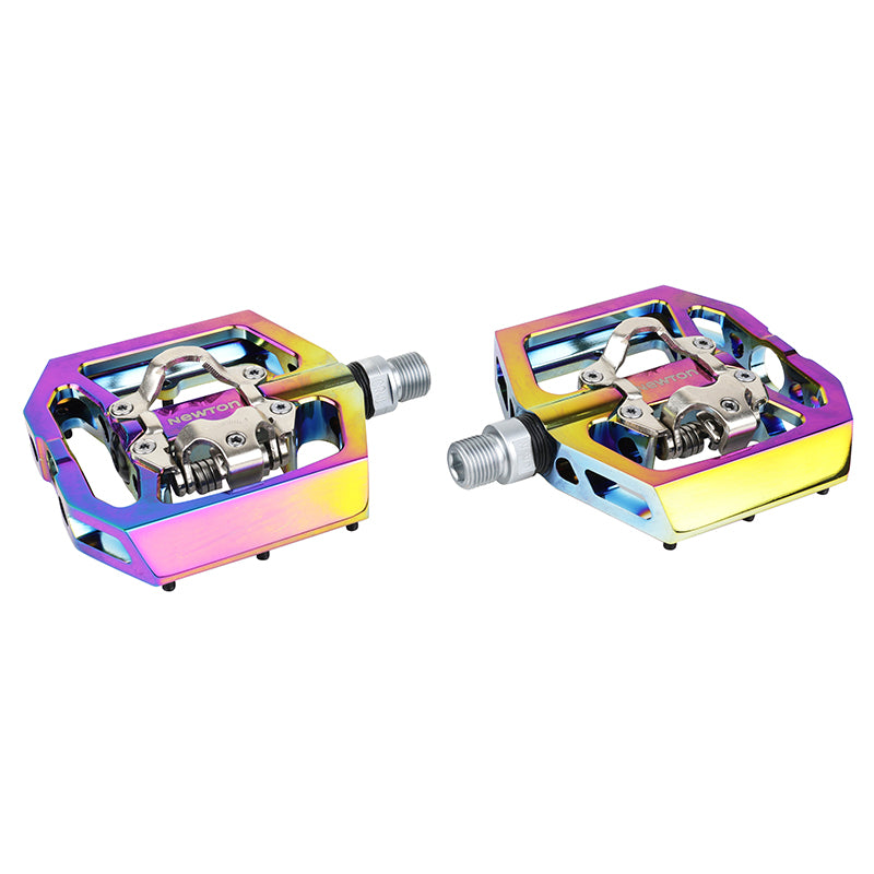 Pédales VTT Newton alu anodisé 9/16" compatibles cales Shimano (paire) – Oil slick