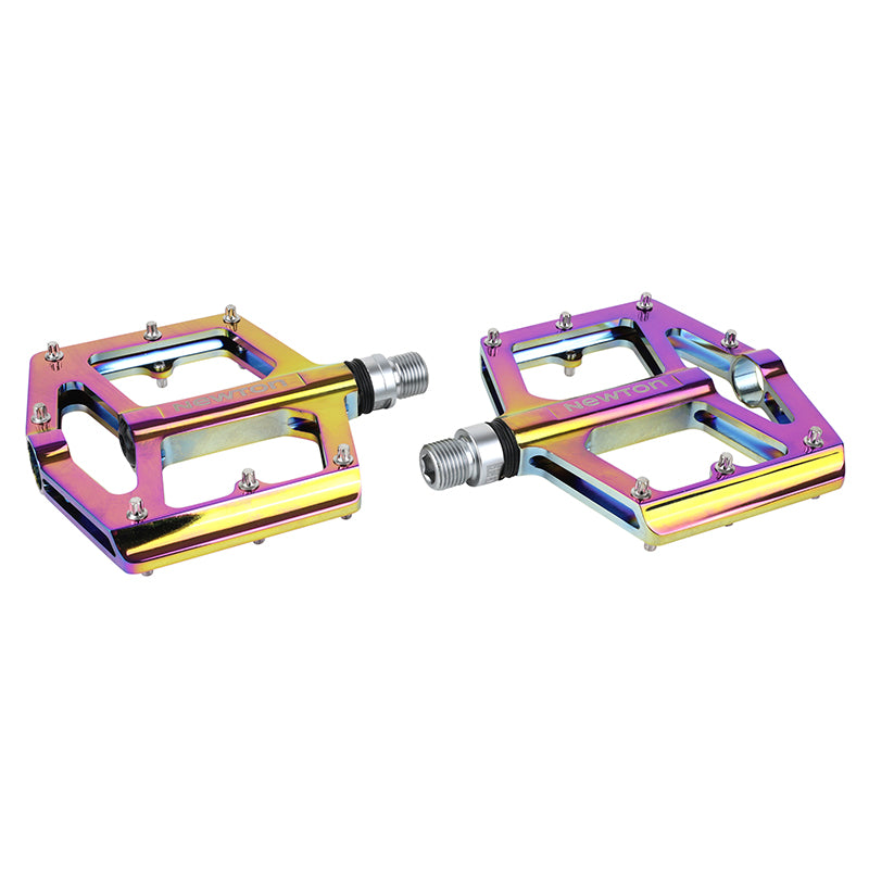 Pédales VTT-BMX Newton alu anodisé 9/16" 105 x 102 mm (paire) – Oil slick