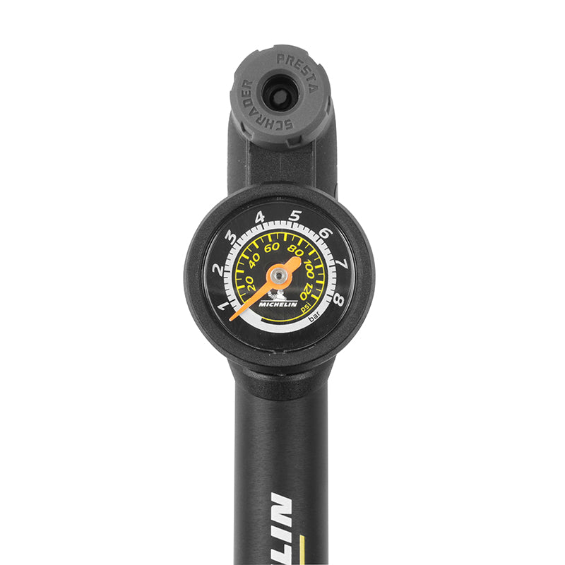 Mini pompe route-VTT Michelin alu avec manomètre 8 bars – vue 3