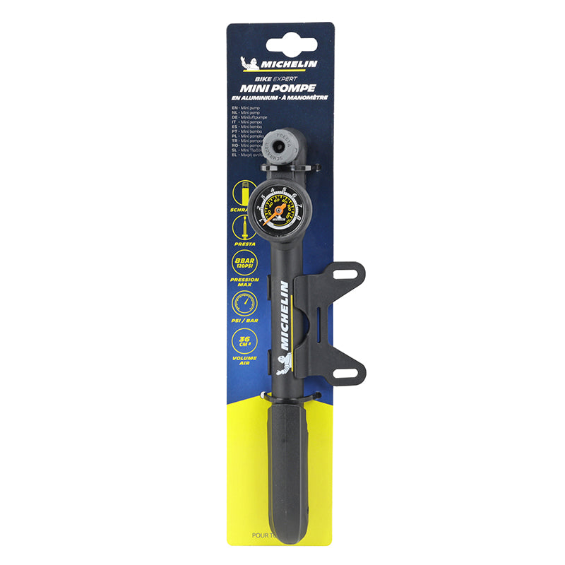 Mini pompe route-VTT Michelin alu avec manomètre 8 bars – vue 5