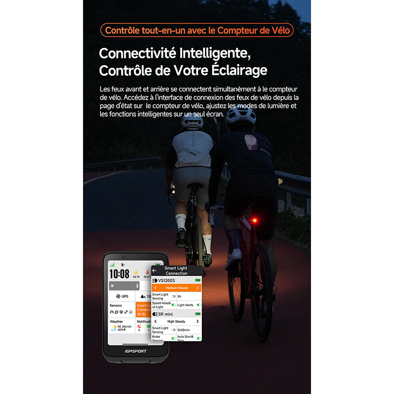 Éclairage avant intelligent iGPSport VS1200S – vue 9