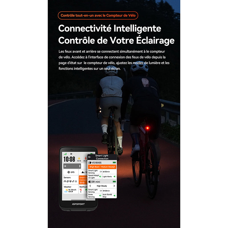 Éclairage avant intelligent iGPSport VS1800S – vue 6