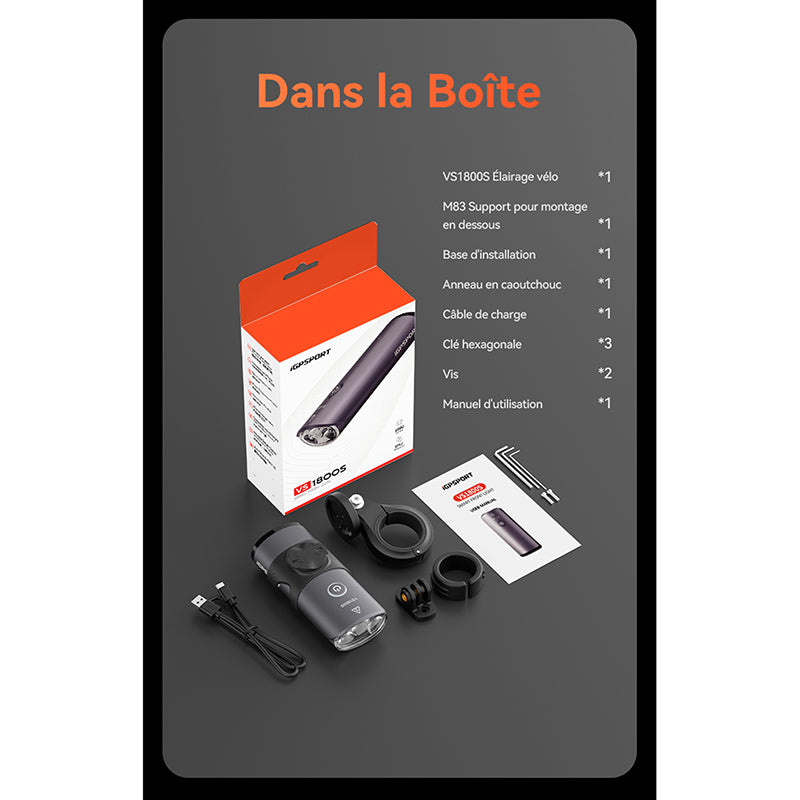 Éclairage avant intelligent iGPSport VS1800S – vue 28