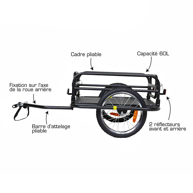 Remorque utilitaire pliable roues 16" – 30 kg – vue 3