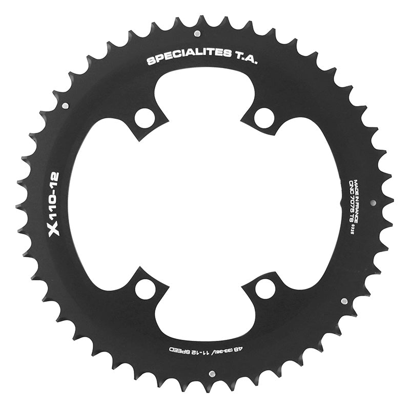 Plateau route TA X110 4 br. 110 mm pour Shimano 105-Ultegra-Dura-Ace 12 v extérieur noir – 48 dents