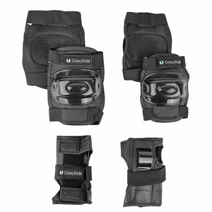 Protections genoux, coudes et poignets Coolride noires (kit de 6)