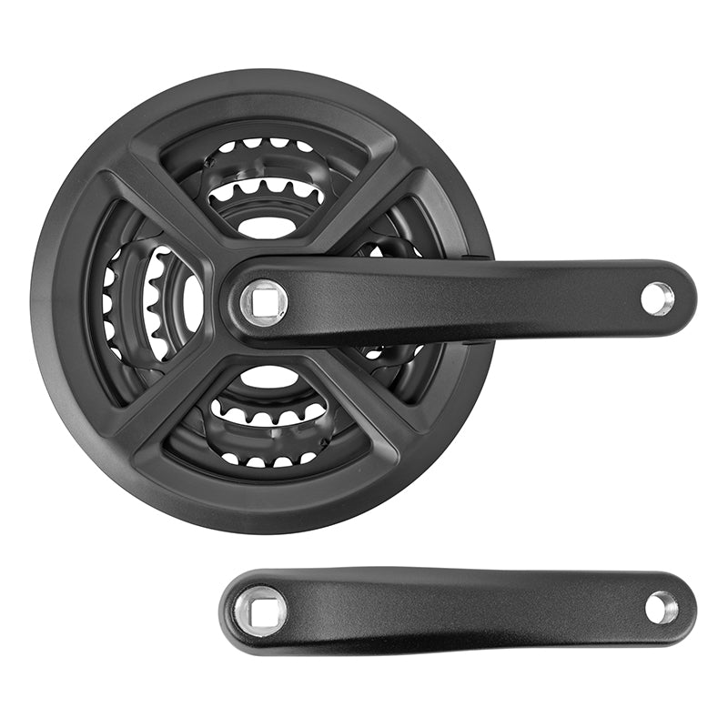 Pédalier VTT P2R 7-8 vitesses alu noir 170 mm 48-38-28 avec pare-chaîne