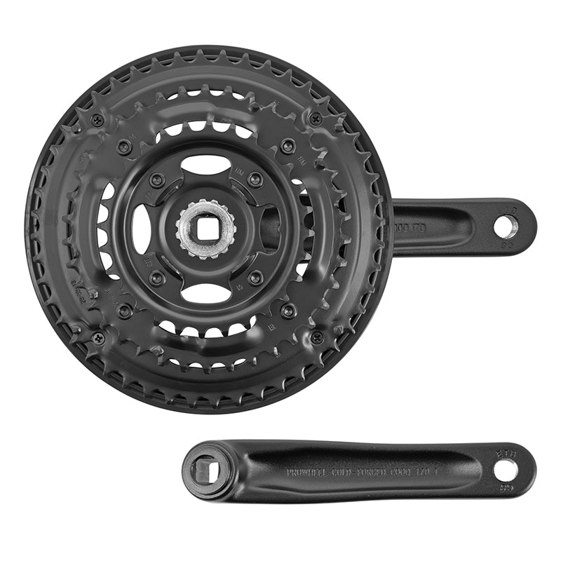Pédalier VTT P2R 7-8 vitesses alu noir 170 mm 48-38-28 avec pare-chaîne – vue 2