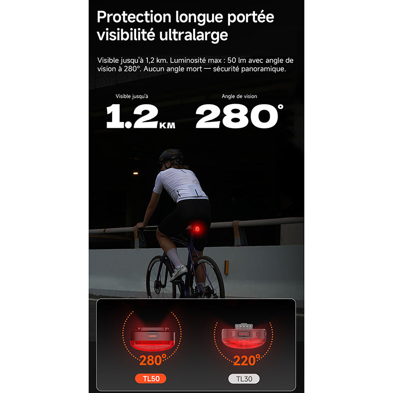 Éclairage arrière USB iGPSport TL50 connecté – vue 13
