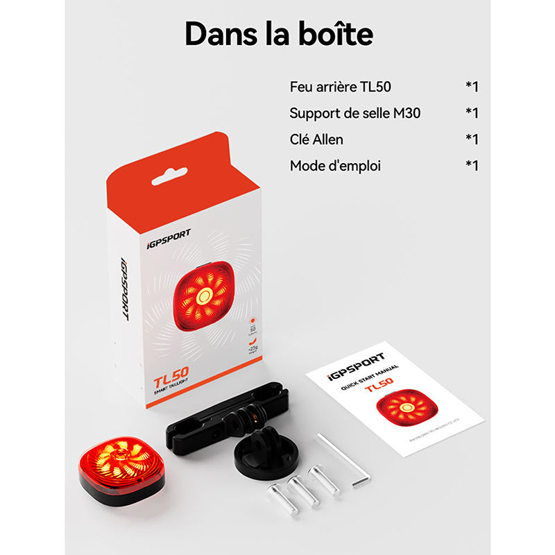 Éclairage arrière USB iGPSport TL50 connecté – vue 19