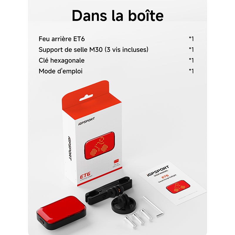 Éclairage arrière USB iGPSport ET6 Emoji clignotant intelligent – vue 29