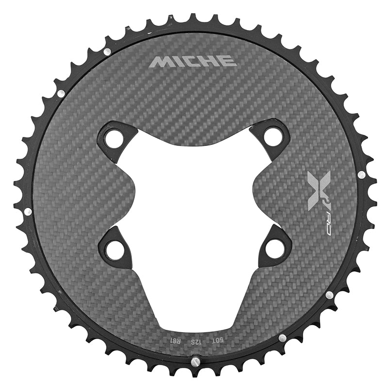 Plateau route Miche 110 mm 4 branches pour Shimano Ultegra R8100 12 v – 50 alu-carbone 3K